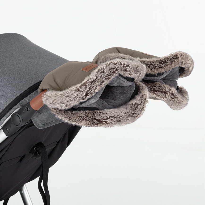 PETITE&MARS - НАБІР Дитяча зимова ковдра-конверт ARCTIC + рукавиці для коляски FURRY Mocha Mousse