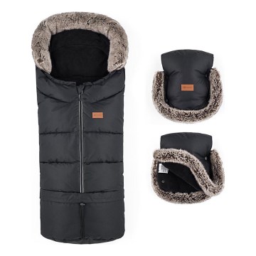 PETITE&MARS - НАБОР Детский конверт 4в1 ARCTIC + муфты для коляски FURRY Forever Black