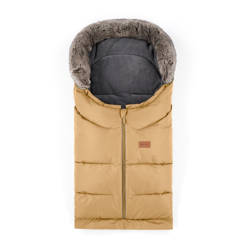 PETITE&MARS - НАБОР Детское зимнее одеяло-конверт 4в1 ARCTIC + рукавицы для коляски FURRY Elegant Caramel