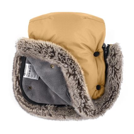 PETITE&MARS - НАБОР Детское зимнее одеяло-конверт 4в1 ARCTIC + рукавицы для коляски FURRY Elegant Caramel
