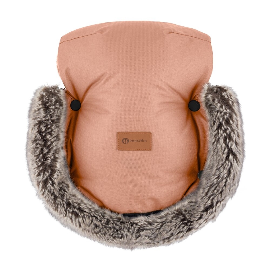 PETITE&MARS - НАБОР Детское зимнее одеяло-конверт 4в1 ARCTIC + рукавицы для коляски FURRY Pastel Peach