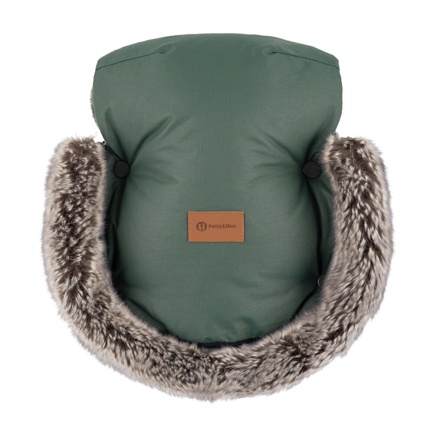 PETITE&MARS - НАБОР Детское зимнее одеяло-конверт 4в1 ARCTIC + рукавицы для коляски FURRY Veritable Khaki