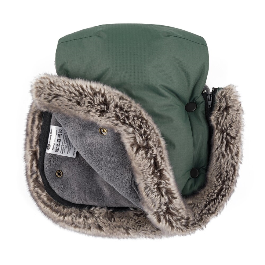 PETITE&MARS - НАБОР Детское зимнее одеяло-конверт 4в1 ARCTIC + рукавицы для коляски FURRY Veritable Khaki