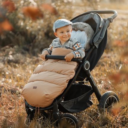 PETITE&MARS - НАБОР Детское зимнее одеяло-конверт 4в1 COMFY + рукавицы для коляски FURRY Elegant Caramel