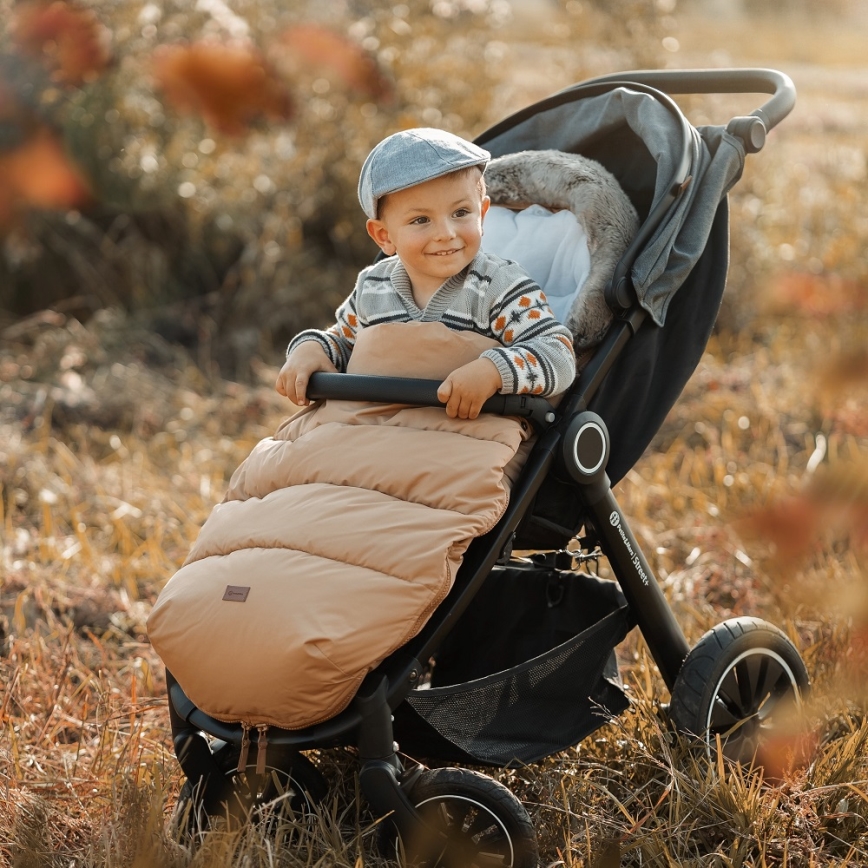 PETITE&MARS - НАБОР Детское зимнее одеяло-конверт 4в1 COMFY + рукавицы для коляски FURRY Elegant Caramel