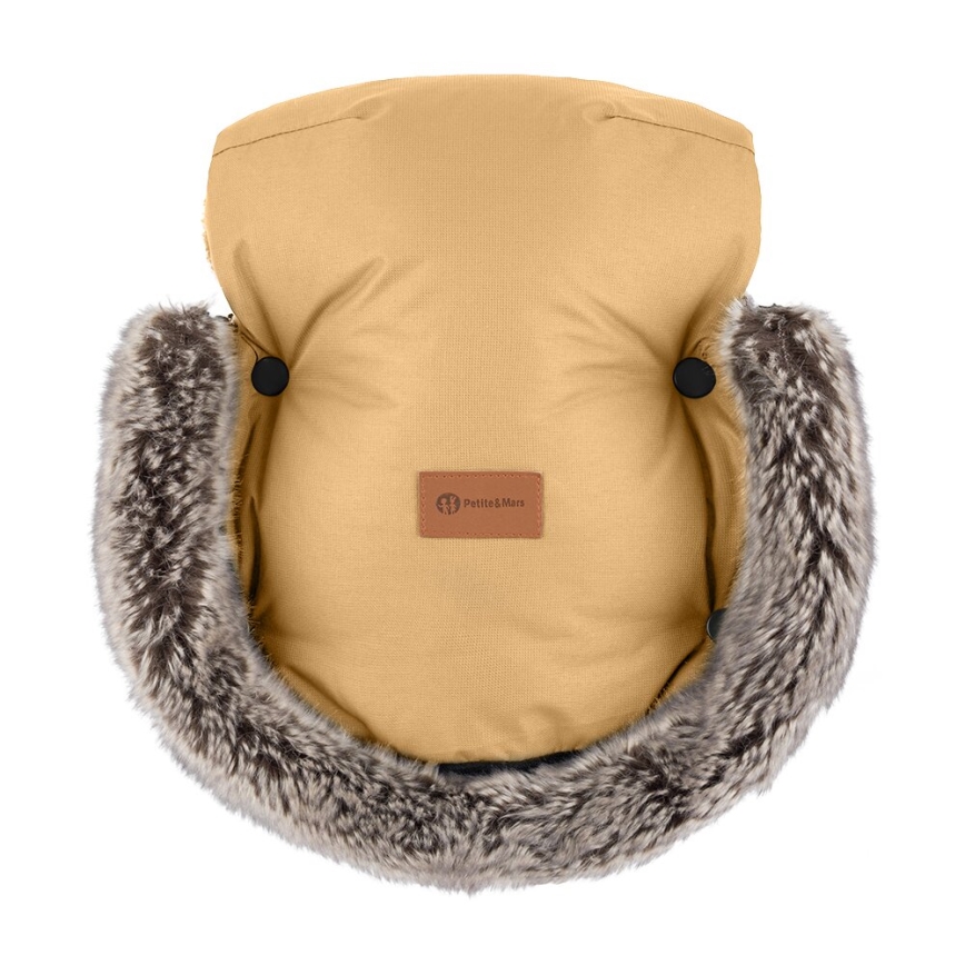 PETITE&MARS - НАБОР Детское зимнее одеяло-конверт 4в1 COMFY + рукавицы для коляски FURRY Elegant Caramel