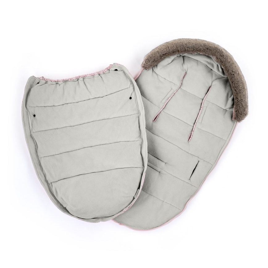 PETITE&MARS - НАБОР Детское зимнее одеяло-конверт 4в1 COMFY + рукавицы для коляски FURRY Pastel Peach