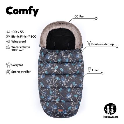 PETITE&MARS - НАБОР Детское зимнее одеяло-конверт 4в1 COMFY + рукавицы для коляски FURRY Pastel Peach