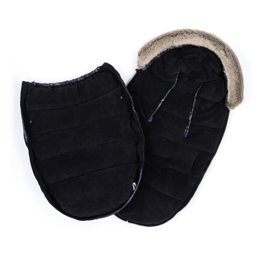 PETITE&MARS - НАБОР Детское зимнее одеяло-конверт 4в1 COMFY Stylish Beauty + рукавицы для коляски FURRY Forever Black