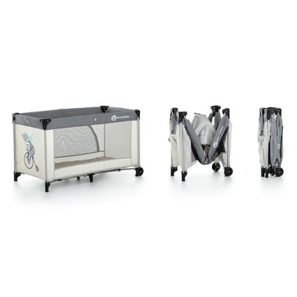PETITE&MARS - Передвижная детская кроватка-манеж NYJA TEDDY BIKER серый/бежевый