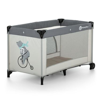 PETITE&MARS - Передвижная детская кроватка-манеж NYJA TEDDY BIKER серый/бежевый