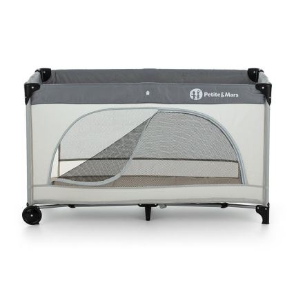 PETITE&MARS - Передвижная детская кроватка-манеж NYJA TEDDY BIKER серый/бежевый