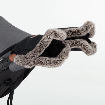 PETITE&MARS - Рукавицы для коляски FURRY Forever Black