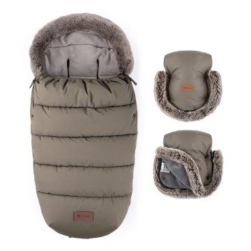 PETITE&MARS - КОМПЛЕКТ Детский конверт 4 в 1 COMFY + муфты для коляски FURRY Mocha Mousse
