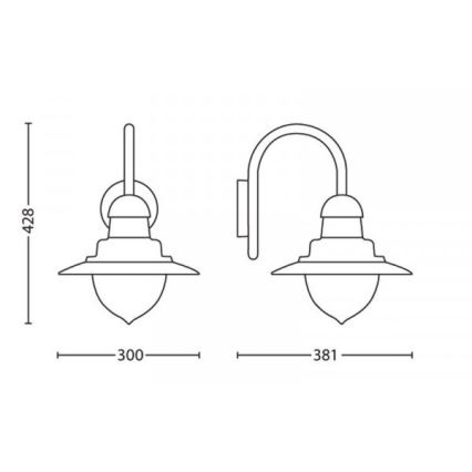 Philips 01652/06/PN - Уличный настенный светильник MYGARDEN RAINDROP 1xE27/53W/230V IP44