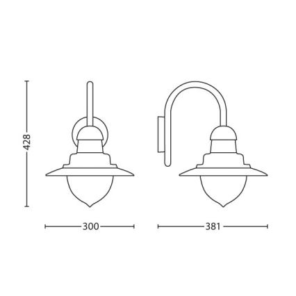 Philips 01652/30/PN - Уличный настенный светильник MYGARDEN RAINDROP 1xE27/60W/230V IP44