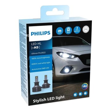 Philips 11336U3022X2 - НАБОР 2x Светодиодная автомобильная лампа Ultinon Pro3022 H3 PK22s/20W/12/24V 6000K