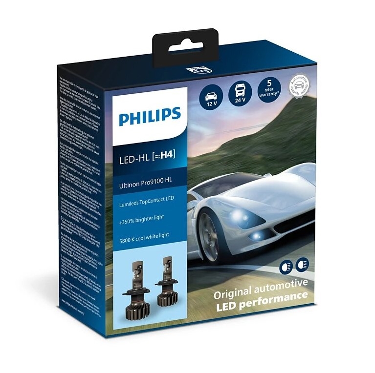 Philips 11342U91X2 - НАБОР 2x Светодиодная автомобильная лампа Ultinon 9100 H4 P43t-38/13,2W/12/24V 5800K