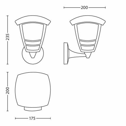 Philips 15380/30/16 - Зовнішній настінний світильник MYGARDEN CREEK 1xE27/60W/230V IP44