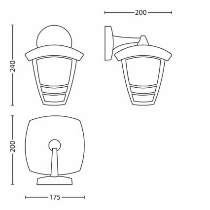 Philips - Вуличний настінний світильник 1xE27/60W/230V IP44