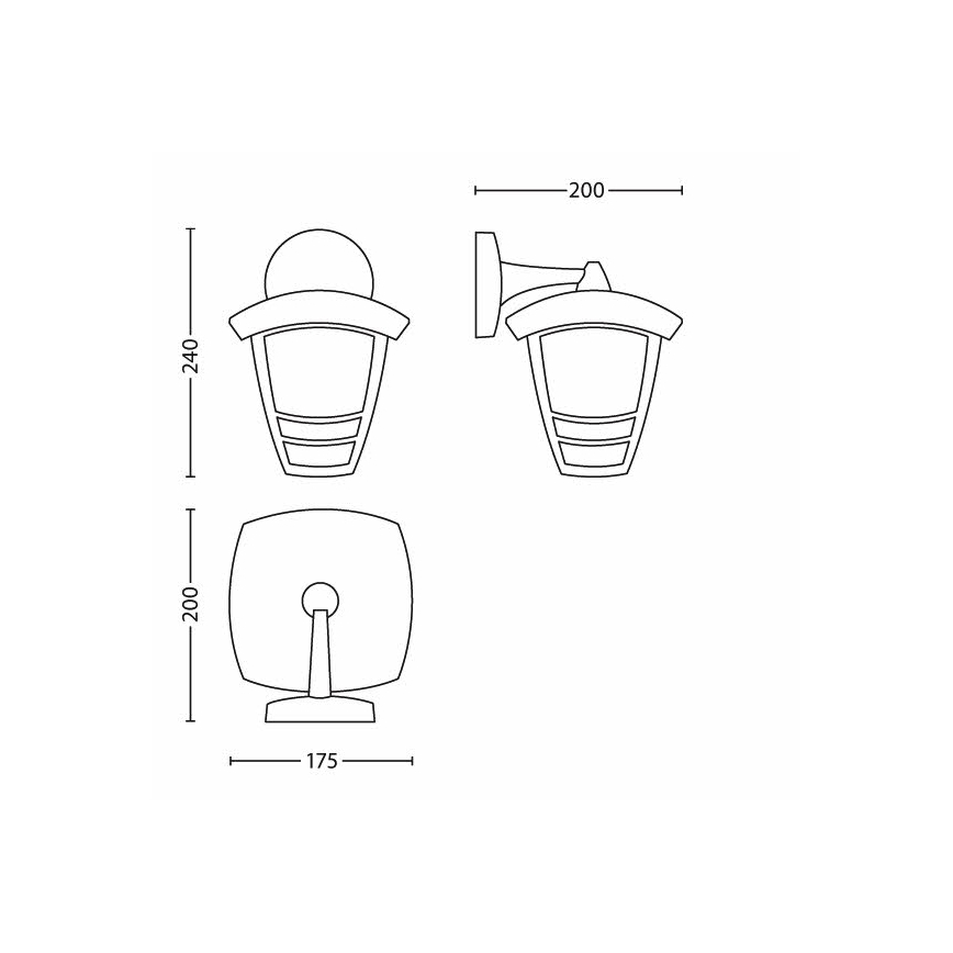 Philips - Вуличний настінний світильник 1xE27/60W/230V IP44
