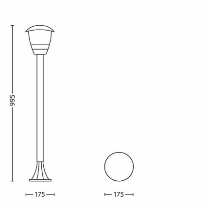 Philips 15383/30/16 - Уличная лампа MYGARDEN CREEK 1xE27/60W/230V IP44 черная