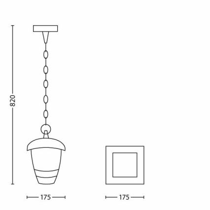 Philips - Зовнішня підвісна люстра 1xE27/60W/230V чорний IP44