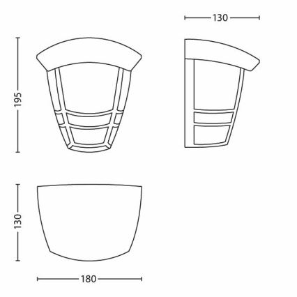 Philips - Зовнішній настінний світильник 1xE27/60W/230V IP44