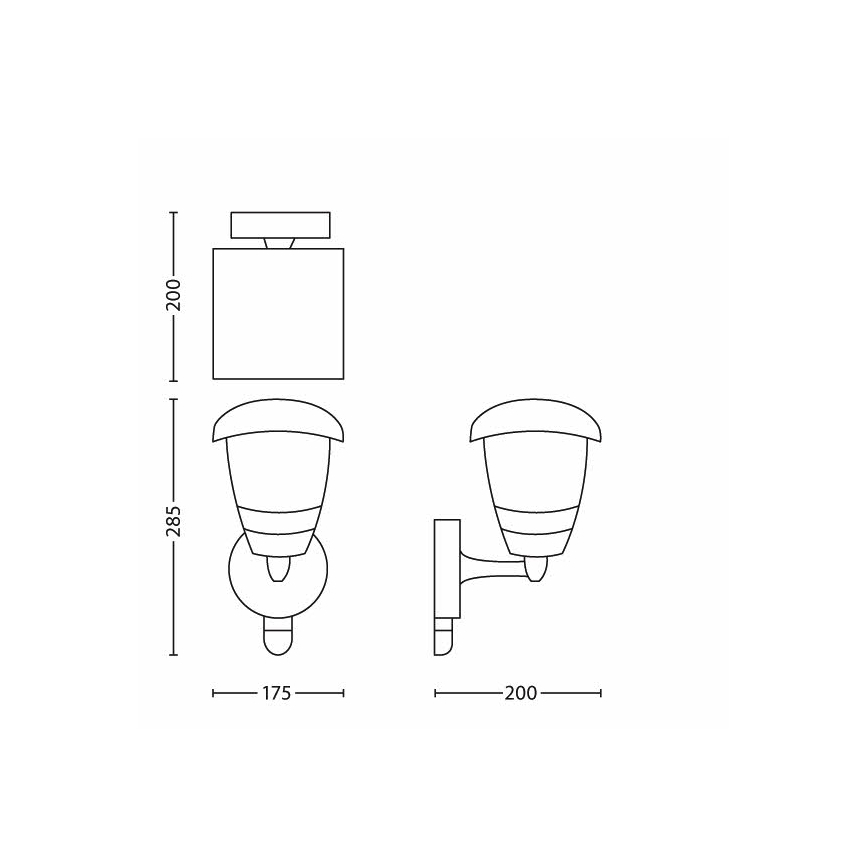 Philips - Уличный настенный светильник с датчиком 1xE27/60W IP44