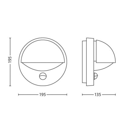 Philips - Уличный настенный светильник с датчиком E27/12W IP44