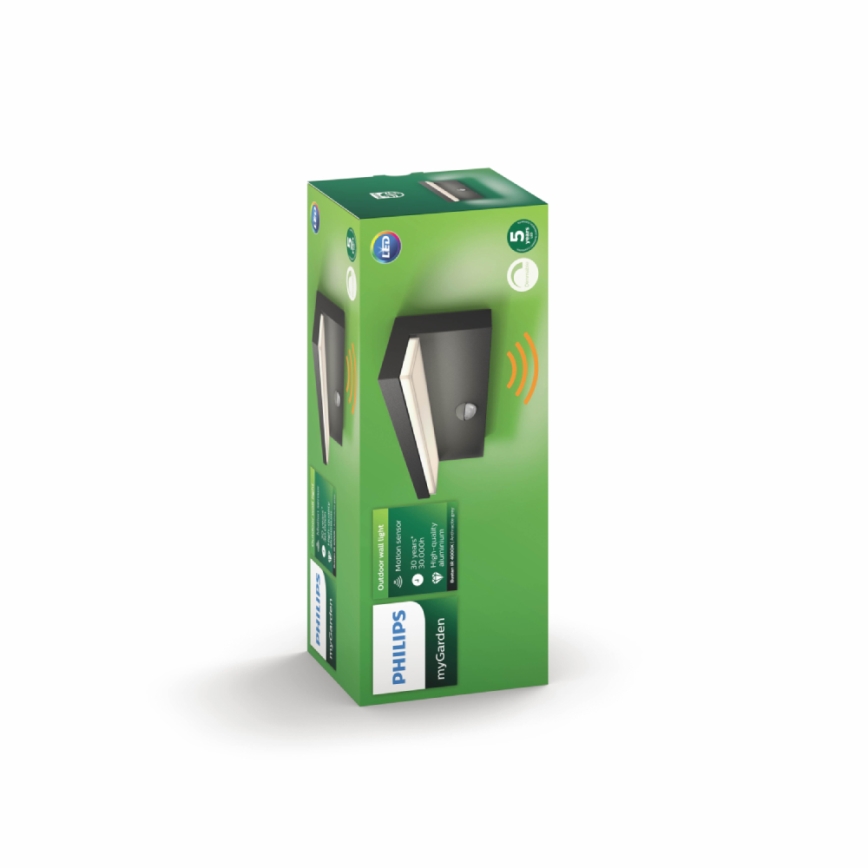 Philips - Уличный светодиодный настенный светильник с датчиком 2xLED/4,5W/230V 4000K IP44