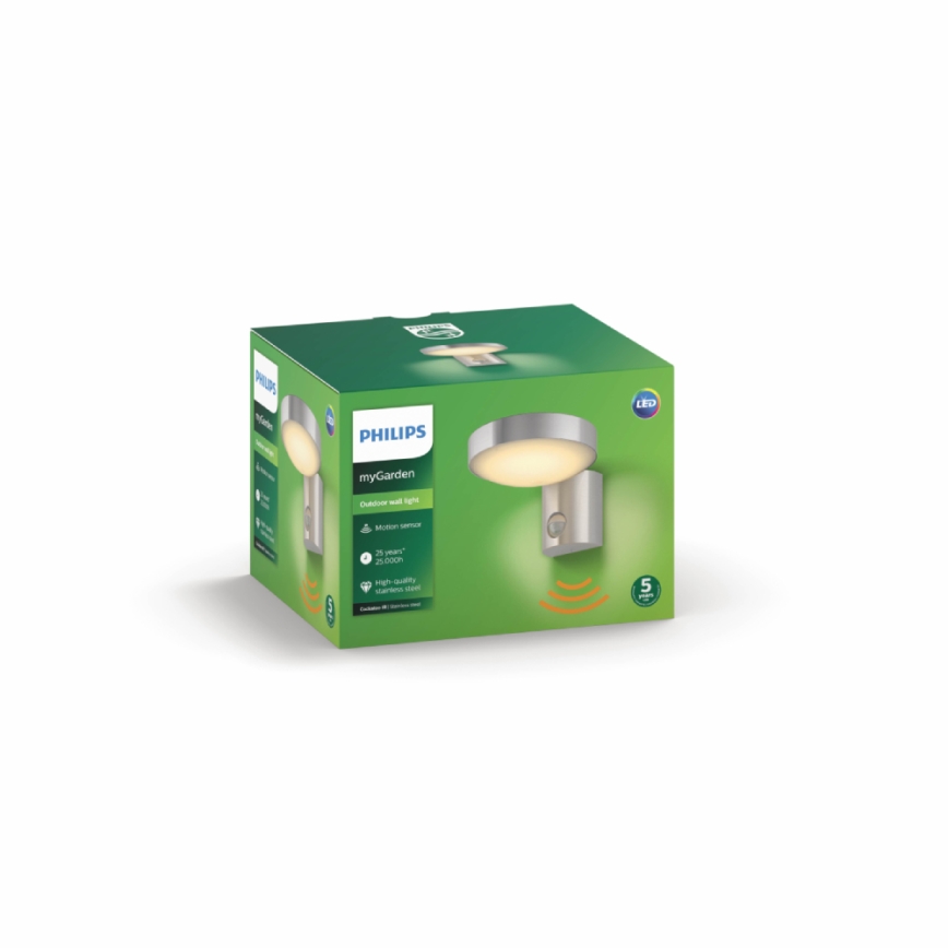Philips 16491/47/P0 - Вуличний світлодіодний настінний світильник з датчиком MYGARDEN COCKATOO 1xLED/8W/230V IP44