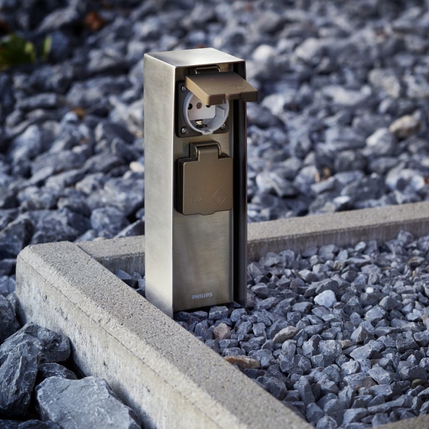 Philips 17108/47/16 - Уличная розеточная колонна MYGARDEN ROCK 230V IP44 SCHUKO