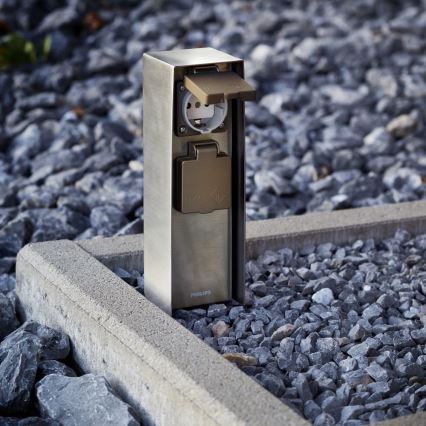 Philips 17108/47/16 - Вулична розеткова колона MYGARDEN ROCK 230V IP44 SCHUKO