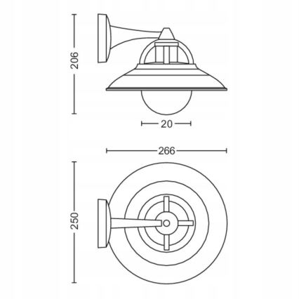Philips 17381/30/PN - Вуличний настінний світильник COMORANT 1xE27/42W/230V IP44