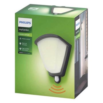 Philips 1738493PN - Уличный настенный светильник с датчиком 1xE27/42W/230V IP44