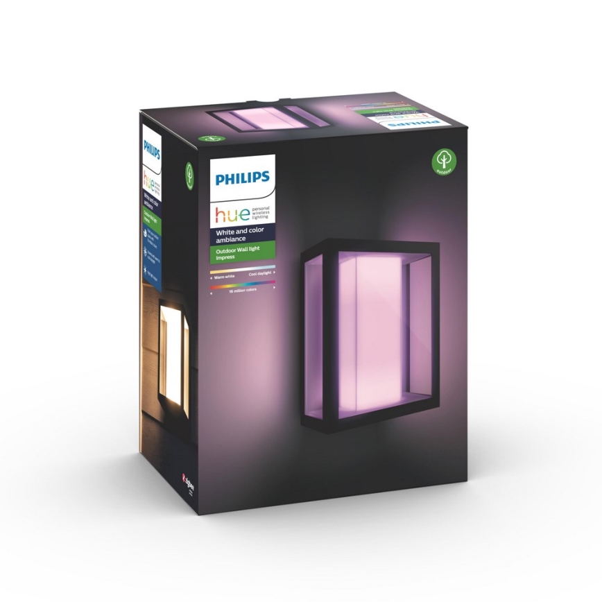 Philips - LED RGBW Вуличний настінний світильник з регулюванням яскравості Hue IMPRESS 2xLED/8W/230V IP44