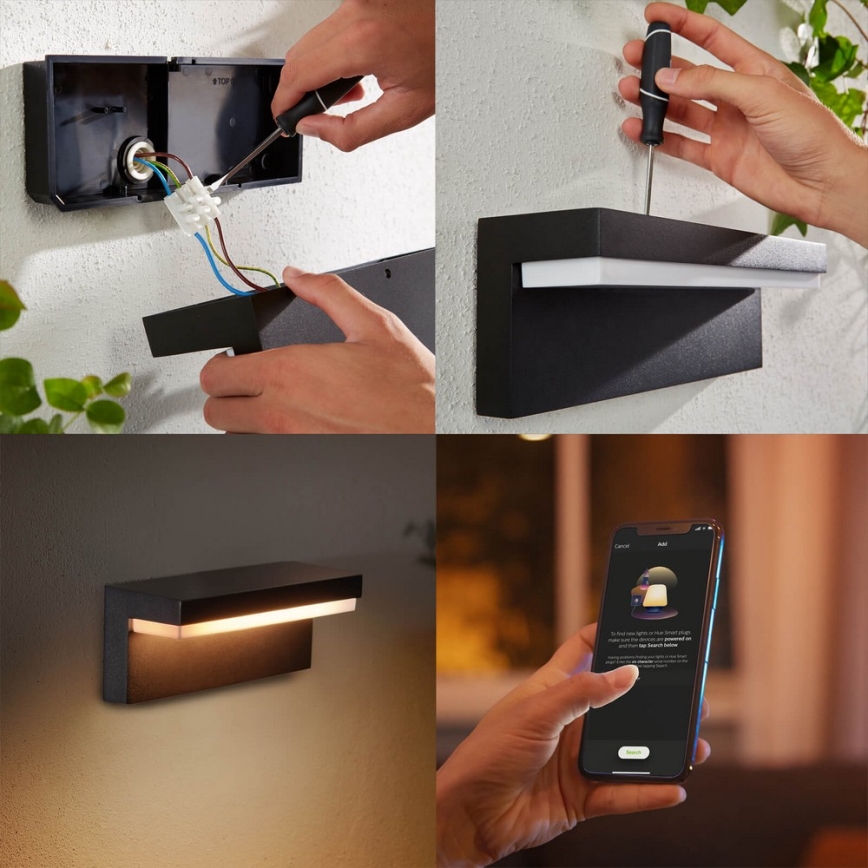 Philips - Вуличний світлодіодний настінний RGBW світильник з регулюванням яскравості Hue NYRO LED/13,5W/230V 2000-6500K IP44