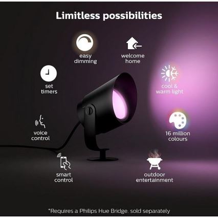 Philips - Светодиодный RGB уличный диммируемый светильник Hue LILY LED/15W/230V IP65