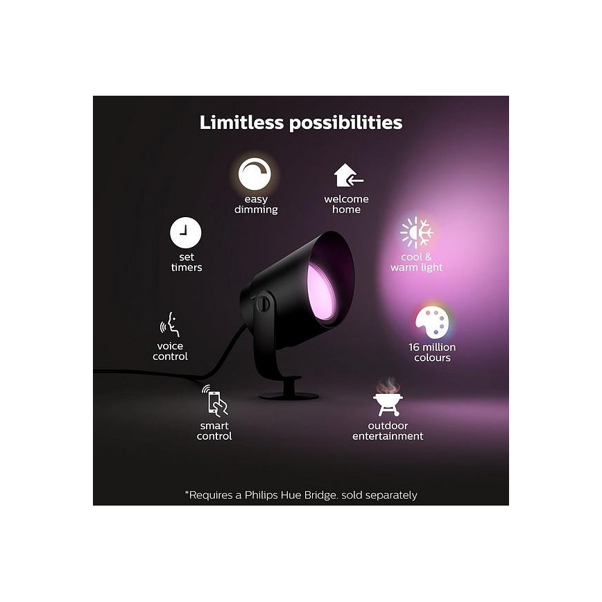 Philips - Светодиодный RGB уличный диммируемый светильник Hue LILY LED/15W/230V IP65