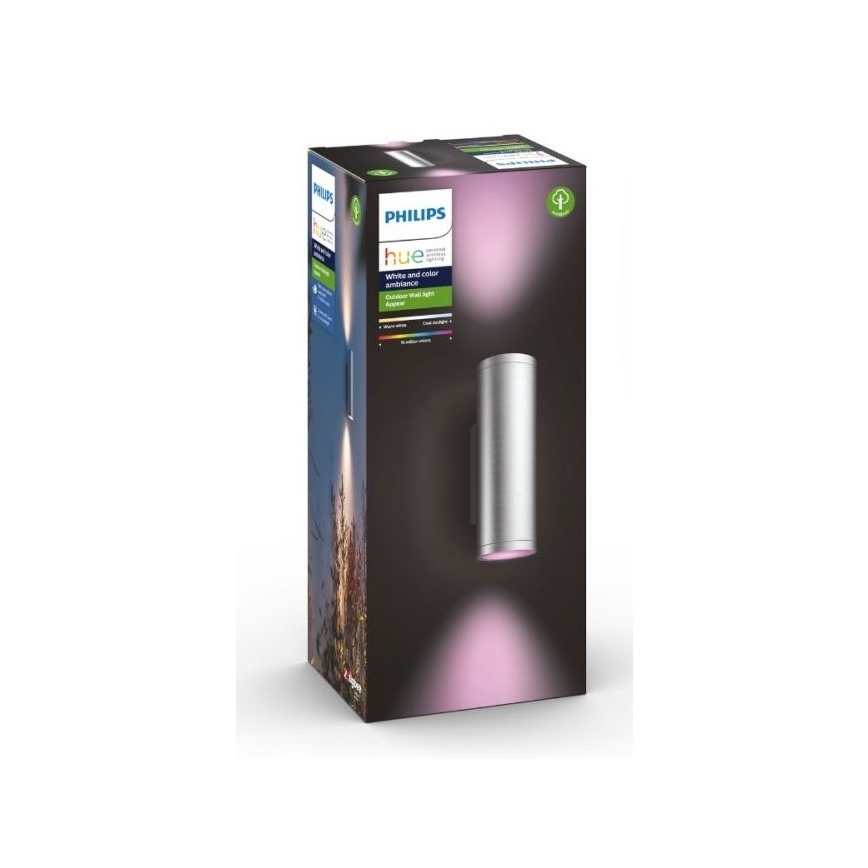 Philips - LED RGBW Вуличний настінний світильник з регулюванням яскравості Hue APPEAR 2xLED/8W/230V IP44
