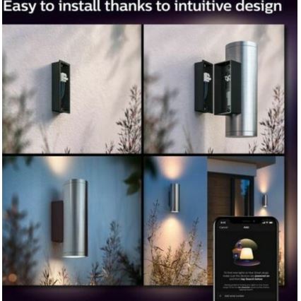 Philips - LED RGBW Вуличний настінний світильник з регулюванням яскравості Hue APPEAR 2xLED/8W/230V IP44