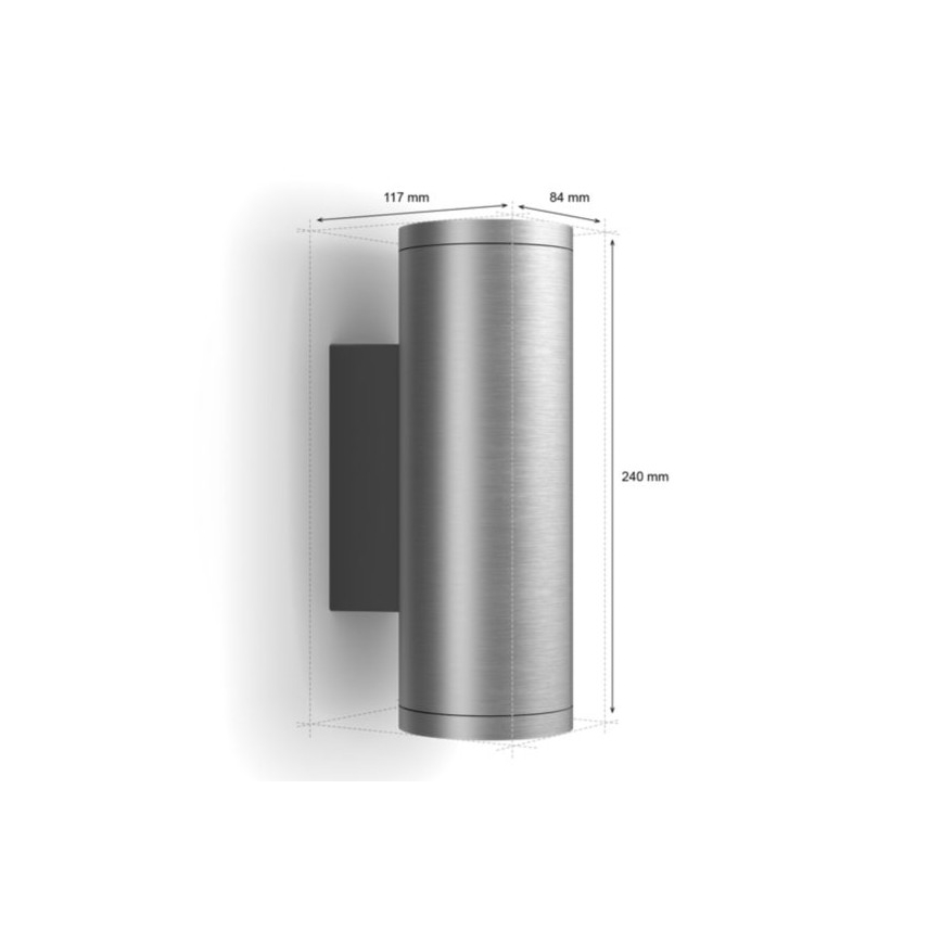 Philips - Уличный светодиодный настенный RGBW-светильник с регулированием яркости Hue APPEAR 2xLED/8W/230V IP44