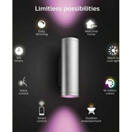 Philips - Уличный светодиодный настенный RGBW-светильник с регулированием яркости Hue APPEAR 2xLED/8W/230V IP44