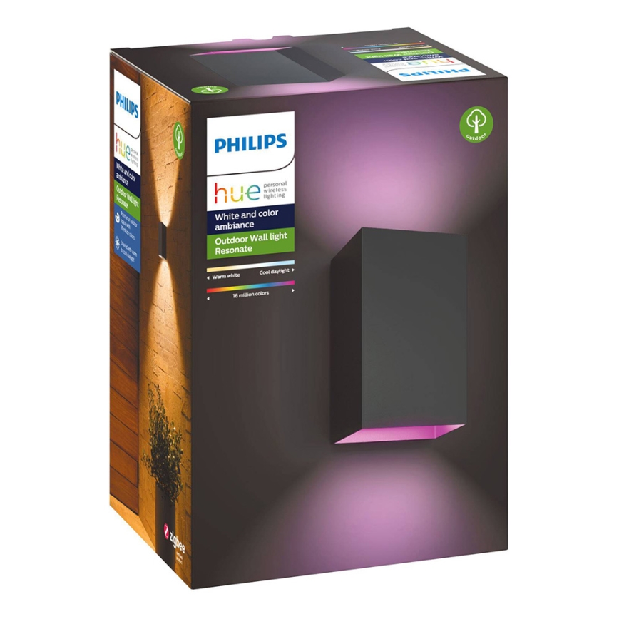 Philips - Вуличний світлодіодний настінний RGBW світильник з регулюванням яскравості Hue RESONATE 2xLED/8W/230V 2000-6500K IP44