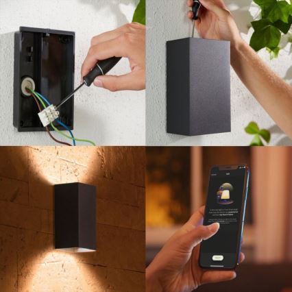 Уличный светодиодный настенный RGBW-светильник с регулированием яркости Hue RESONATE 2xLED/8W/230V 2000-6500K IP44
