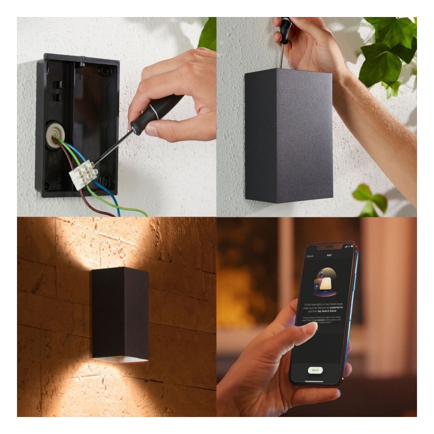 Вуличний світлодіодний настінний RGBW світильник з регулюванням яскравості Hue RESONATE 2xLED/8W/230V 2000-6500K IP44