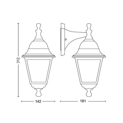 Philips - Уличный настенный светильник 1xE27/60W/230V IP44