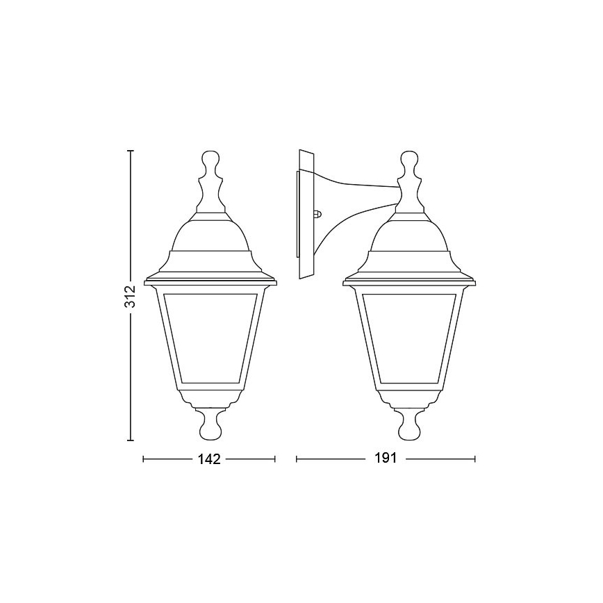 Philips - Вуличний настінний світильник 1xE27/60W/230V IP44