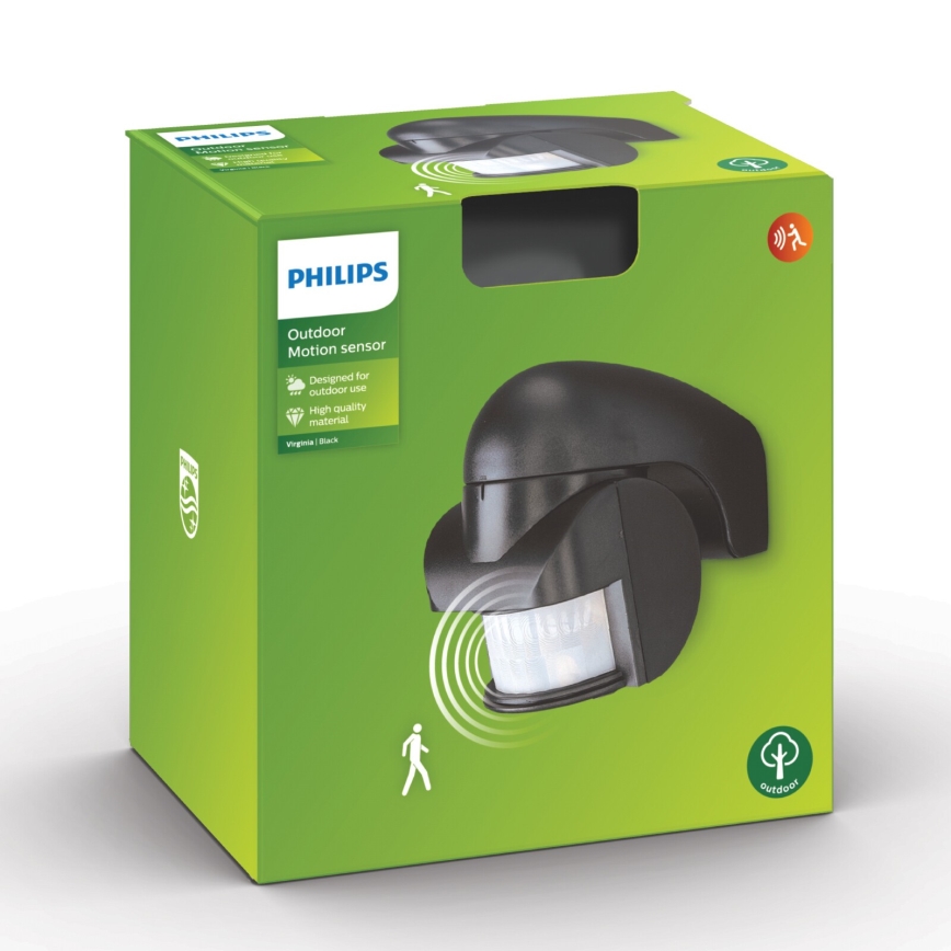 Philips - Уличный датчик движения IP44 черный